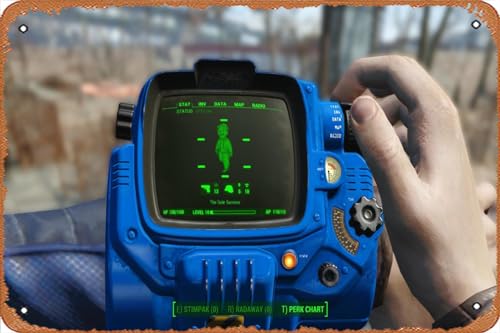 Animated Pip BoyPip Boy Customisation Mod Retro Metal Sign for Garden Club Outdoor Indoor Home Wall Decorative 8x12 inch