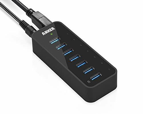 Anker 7-Port USB 3.0 Data Hub with 36W Power Adapter and BC 1.2 Charging Port for iPhone 7/6s Plus, iPad Air 2, Galaxy S Series, Note Series, Mac, PC, USB Flash Drives and More