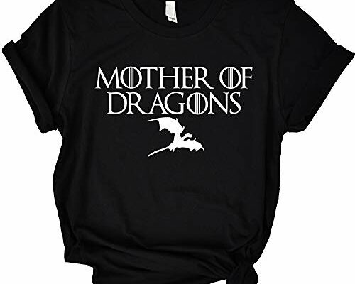 ANRevelinCN Unisex Cotton Round Neck Short Sleeved T-Shirts Mother of Dragons T-Shirts Game of Thrones (Black,L)