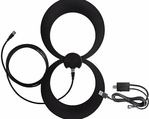 Antennas Direct ClearStream ECLIPSE 2 Amplified UHF Indoor TV Antenna, Reversible, 60+ Mile Range – w/ 12 ft. Cable, Jolt Switch Amplifier