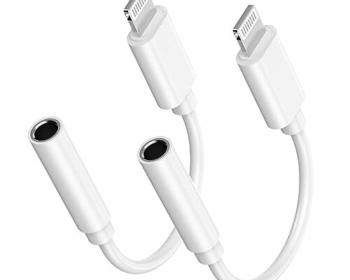 Apple MFi Certified Lightning to 3.5 mm Headphone Jack Adapter for iPhone, 2 Pack iPhone 3.5mm Aux Audio Adapter Converter Cable Dongle Compatible for iPhone 14 13 12 11 Pro Max XS XR X 8 7 6 iPad