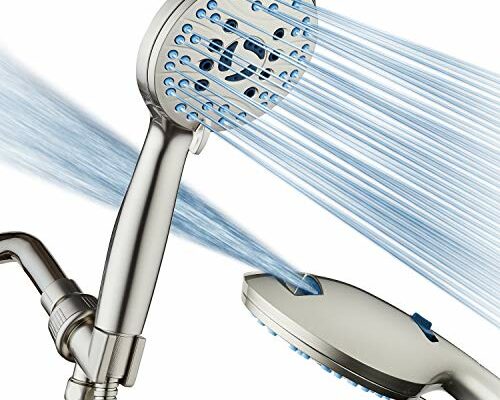 AquaCare High Pressure 8-mode Handheld Shower Head - Anti-clog Nozzles, Built-in Power Wash to Clean Tub, Tile & Pets, Extra Long 6 ft. Stainless Steel Hose, Wall & Overhead Brackets