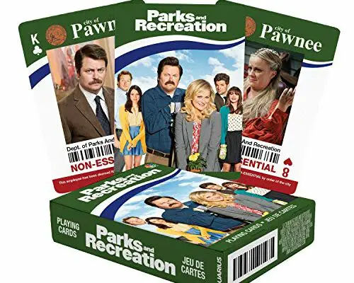 AQUARIUS Parks & Recreation Playing Cards - Parks & Rec Themed Deck of Cards for Your Favorite Card Games - Officially Licensed Parks & Rec Merchandise & Collectibles - Poker Size