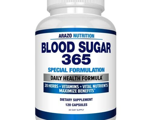 Arazo Nutrition Blood Sugar 365 Supplement – Supports Healthy Energy Levels - 120 Herbal Pills - 60 Day Supply