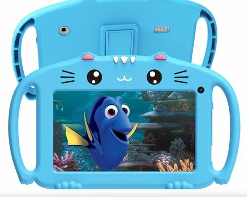 Ascrecem Kids Tablet 7 inch Toddler Tablet for Kids Android Tablet with WiFi Quad Core 2G 32G Parental Control Childrens Tablet with Shockproof Case Educational Games age 3-14 Boy Girls Youtube (Blue)