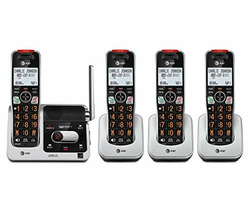 AT&T BL102-4 DECT 6.0 4-Handset Cordless Phone for Home with Answering Machine, Call Blocking, Caller ID Announcer, Audio Assist, Intercom, and Unsurpassed Range, Silver/Black