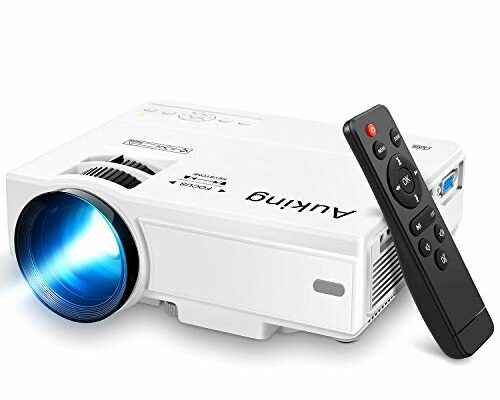 AuKing Projector, 2024 Upgraded Mini Projector, Full HD 1080P Home Theater Video Projector, Compatible with HDMI/USB/VGA/AV/Smartphone/TV Box/Laptop