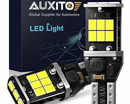 AUXITO 912 921 LED Bulb for Backup Light Reverse Lights High Power 2835 15-SMD Chipsets Error Free T15 906 922 W16W Bulbs, 6000K White (Upgraded, Pack of 2)