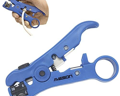 AVESON Universal Cable Stripper Cutter for Flat or Round TV/UTP Cat5 Cat6 Wire Coax Coaxial Stripping Tool