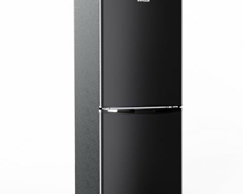 BANGSON Small Refrigerator with Freezer, 4.0 Cu.Ft, Small Fridge with Freezer, 2 Door, with Bottom Freezer, Compact Refrigerator for Apartment Bedroom Dorm and Office, Black