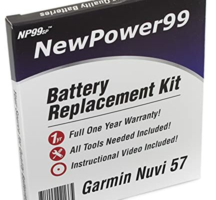 Battery Replacement Kit for Garmin Nuvi 57, 57LM, 57LMT with Video Instructions, Tools, and Extended Life Battery from NewPower99