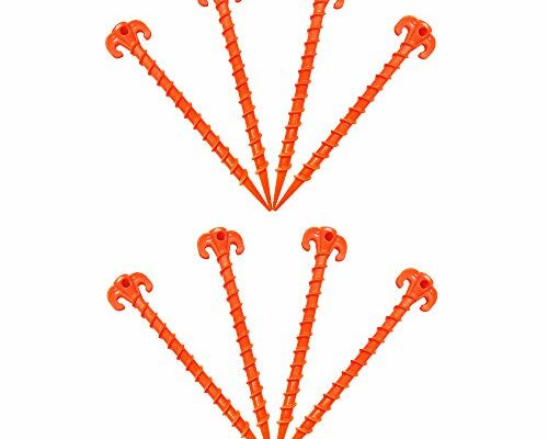 Beach Tent Stakes Canopy Anchors Canopy Stakes Heavy Duty Screw Shape 10 inch - 8 Pack Orange