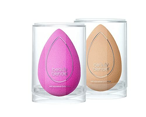 Beautyblender® | Original Pink + Nude Beauty Blender 2-Piece Bundle for Blending Foundations, Powders, and Creams, Super-Soft Foam for Streak-Free Application, Made in the USA, Reusable, Washable