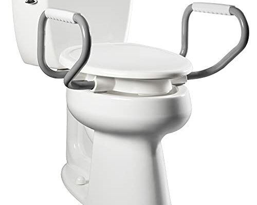 Bemis Assurance 3" Raised Toilet Seat with Handles, Clean Shield Guard, Secure Hinges, Elongated, White