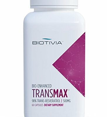 Biotivia - Transmax 1000mg 98% Trans-resveratrol + Polydatin + Piperine for Increased Bio-Availability. No Artificial Fillers or Additives. 60x500mg Vegan Capsules