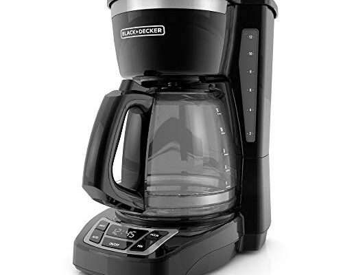 BLACK+DECKER 12-Cup Digital Coffee Maker, CM1160B, Programmable, Washable Basket Filter, Sneak-A-Cup, Auto Brew, Water Window, Keep Hot Plate, Black