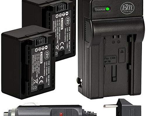 BM Premium 2 BP-718 Batteries and Charger for Canon Vixia HFR80, HFR82, HFR800, HFR70, HFR72, HFR700, HFM500, HFR30, HFR32, HFR300, HFR40, HFR42, HFR400, HFR50, HFR52, HFR500, HFR60, HFR62, HFR600