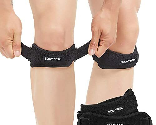 Bodyprox Patella Tendon Knee Strap 2 Pack, Knee Pain Relief Support Brace Hiking, Soccer, Basketball, Running, Jumpers Knee, Tennis, Tendonitis, Volleyball & Squats