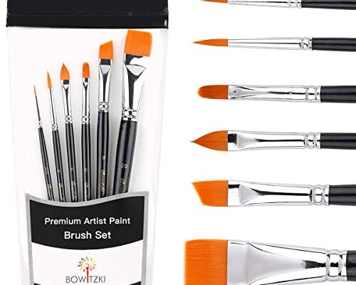 Bowitzki Face Paint Brush Set, 6pcs Artist Brushes for Body Face Painting,Acrylic Painting Watercolor Oil Gouache