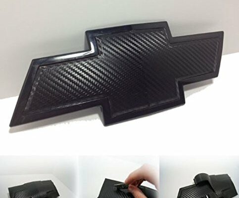 Bowtie Universal Vehicle Emblem Wrap Kit, Extra Overlay Sheet, 3M Black Carbon Fiber, Free Steering Wheel Kit, Silverado Taho Impala Camaro S10 More by Shop Vinyl Design