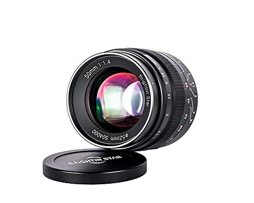 Brightin Star 50mm F1.4 Manual Focus Prime Lens for Panasonic Olympus Micro 4/3 Mirrorless Cameras, APS-C MF Large Aperture Standard Fixed Lens, Fit for LUMIX G7, GX85, GX9, G95, GH5, GH6, G100, G9