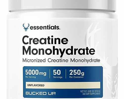 Bucked Up Creatine Monohydrate 250 Grams Micronized Powder, Essentials (50 Servings)