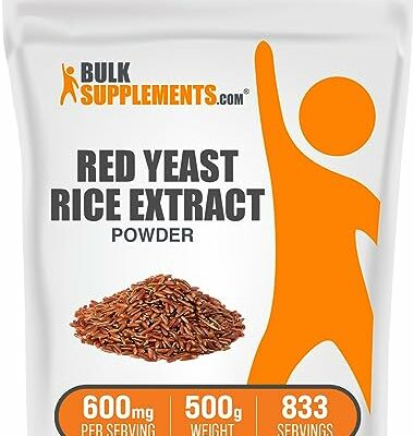 BulkSupplements.com Red Yeast Rice Extract Powder - Red Yeast Rice Supplement, Red Yeast Rice 600 mg - Herbal Supplement, Gluten Free, 600mg per Serving, 500g (1.1 lbs) (Pack of 1)