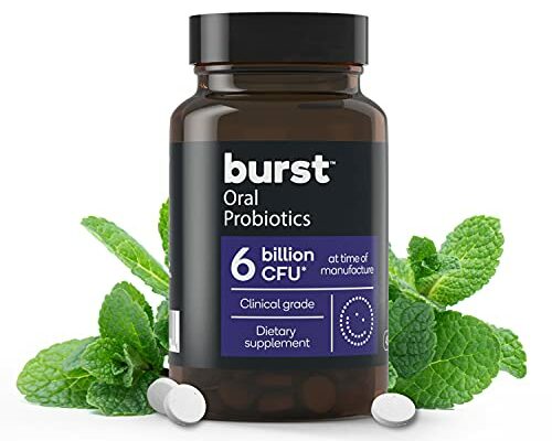 Burst Oral Probiotic - Bad Breath Support for Adults - Chewable Dental Oral Probiotics for Immune Support, Fresh Breath with Blis K12 & M18 - Mint (45 Count)