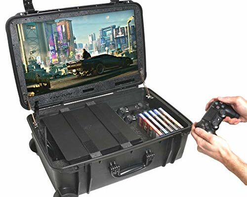 Case Club Gaming Station fits PlayStation 4 & PS4 Slim/Pro. Portable with Built-in 24" 1080p Monitor, Storage for Controllers, Games, and Included Speakers (PS4 & Accessories Not Included) Gen 2