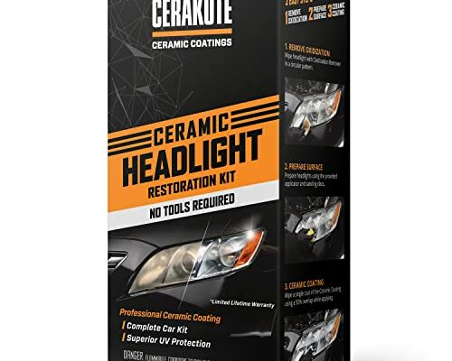 CERAKOTE® Ceramic Headlight Restoration Kit – Guaranteed To Last As Long As You Own Your Vehicle – Brings Headlights back to Like New Condition - 3 Easy Steps - No Power Tools Required