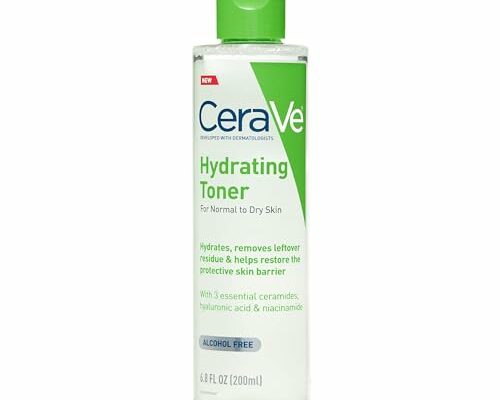 CeraVe Hydrating Toner for Face Non-Alcoholic with Hyaluronic Acid, Niacinamide, and Ceramides for Sensitive Dry Skin, Fragrance-Free Non Comedogenic, Full Size, 6.8 Fl Oz