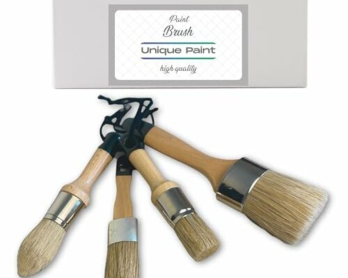 Chalk Wax Paint Brush 4PCs - 1 Large Chalk Brush Furniture Painting 3 Small Paint Brushes – Bristle Paint Brushes Set Suitable for Chalk Paint Wax – Home Decor – Cabinets - Stencil