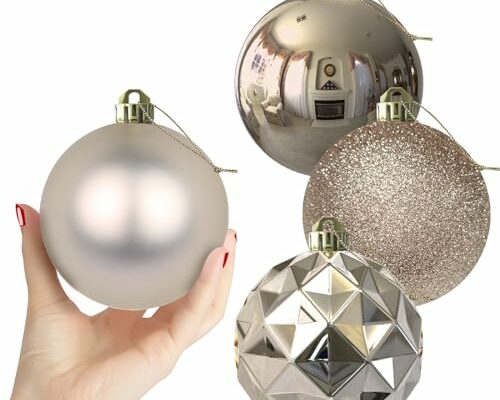 Champagne Gold Set of XL (4.0") 4PCS Christmas Balls - Christmas Tree Decoration Ornaments Shatterproof Hanging Balls for New Year Easter Valentine Holiday Decorations