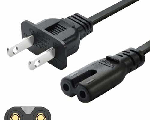 Chanzon UL Listed AC Power Cord PS5 PS4 PS3 Sharp TCL Roku Smart LED LCD HD TV 2 Prong Sony Toshiba Hisense jvc,Soundbar,HP Printer 1-15P IEC320 C7 Plug 7A 125V Universal Non-Poliarized Figure 8 Cable