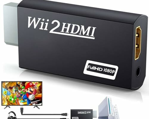 CHS Wii to HDMI Converter, Wii to HDMI Adapter for HD 1080p Video Audio Output with 3.5mm Audio Jack, Supports All Wii Display Modes, Wii, Wii U, HDTV, Monitor, NTSC