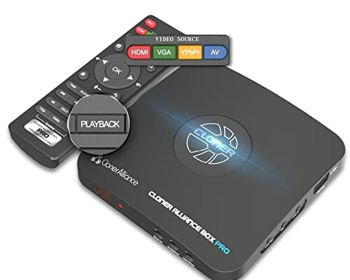 ClonerAlliance Box Pro, 1080p@60fps Video Recorder, DVR with HDMI Capture, Playback on TV. RCA/YPbPr/VGA to Digital Converter. Schedule Recording. No PC Required.