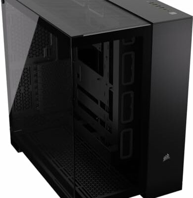 CORSAIR 6500X Mid-Tower ATX Dual Chamber PC Case – Panoramic Tempered Glass – Reverse Connection Motherboard Compatible – No Fans Included – Black