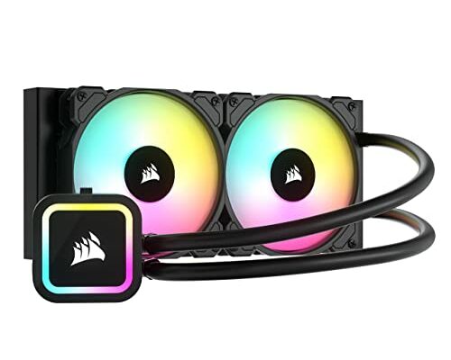 Corsair H100x RGB Elite Liquid CPU Cooler For Desktop - 32 Dynamic LEDs SP120 Series PWM Fans with AirGuide Technology Intel® LGA 1700, 1200, 115X, 2066, AMD® AM5/AM4 Sockets Black, 240mm AIO