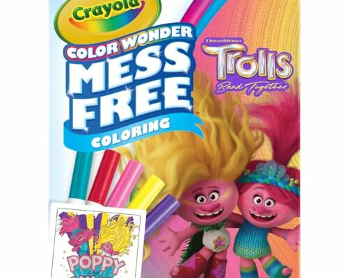 Crayola Trolls 3, Color Wonder Mess Free Coloring Pages & Markers, Gift for Kids, Age 3, 4, 5, 6