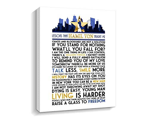 Creoate Blue Motivational Wall Art Inspirational Hamilton Lyrics Quotes Canvas Print Artwork for Office Wall Decor, Broadway Musical History Fans