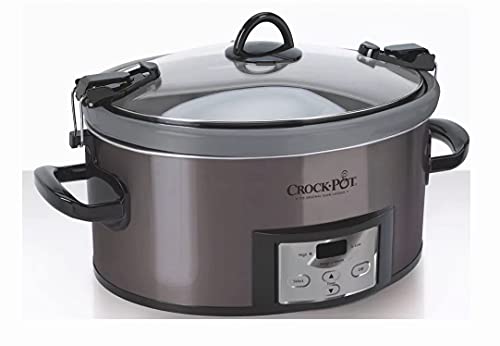 Crock Pot 7-qt Nonstick Ceramic Coating Cook & Carry Programmable Easy-Clean Slow Cooker Stainless Steel