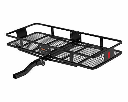 CURT 18153 60 x 24-Inch Basket Hitch Cargo Carrier, 500 lbs Capacity, Black Steel, 2-In Folding Shank