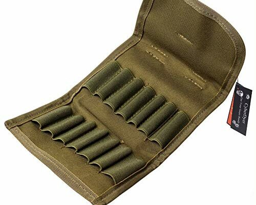 CyberDyer Molle EDC Rifle Ammo Bag Utility Hunting Rifle Magazine Pouch 14 Rifle Shells Cartridge Carrier Case (Army Green)