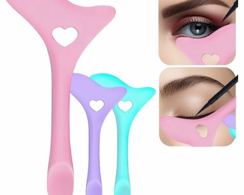 CYOIDAI Eyeliner Stencils, Winged Eyeliner Tool, Mascara Shield, Multifunctional Silicone Eyeshadow Applicators, Perfect for Beginners in Makeup (Pink)