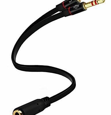 D & K Exclusives Headphone Splitter for Computer 3.5mm Female to 2 Dual 3.5mm Male Mic Audio Y Splitter Cable Smartphone Headset to PC Adapter