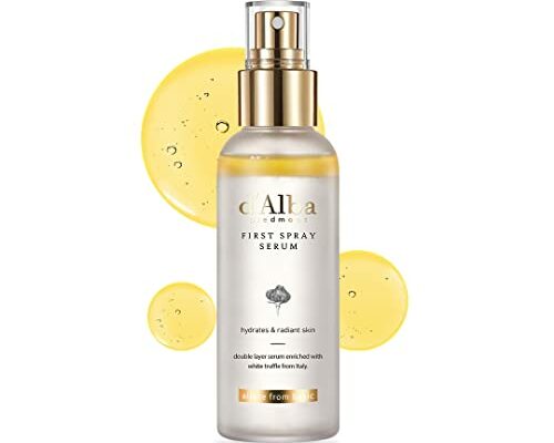 d'Alba Italian White Truffle First Spray Serum, Vegan Skin Care, Hydrating Face Moisturizer, Glow Serum for Radiant Skin, Non Comedogenic, All In One Mist, Korean Skin Care (3.38 fl oz.)