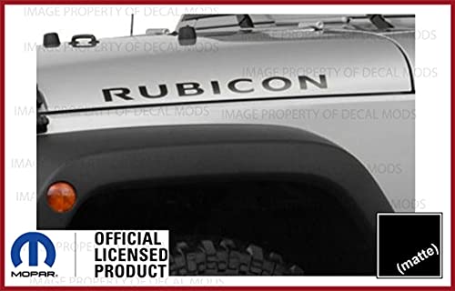 Decal Mods Rubicon Hood Decals Stickers fits Jeep Wrangler Rubicon JK (2007-2018) & TJ (1997-2006) Set of 2 [Black Matte] SJ4T6