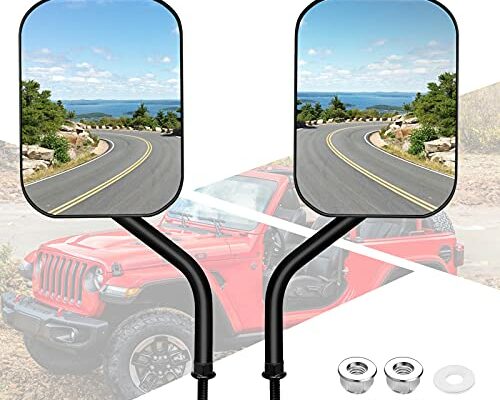 Denforste Mirrors Doors Off Compatible with Jeep Wrangler JK CJ JL & Unlimited - Door Hinge Side Mirrors for Jeep - 2 Pack 5.5 x 7.5 inches Side Rear View Mirrors for Doors Off Driving