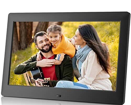 Dhwazz 10.1 Inch USB Digital Picture Frame, Non-WiFi SD Card Smart Photo Frames IPS Screen HD Display with Remote Control, Support Video and Music, Slideshow, Wall Mountable, Easy to use for Seniors