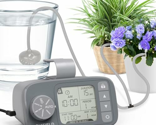 DIAFIELD Automatic Watering System for 12 Potted Plants, Indoor Watering System for Plants, Automatic Drip Irrigation Kit with 30-Day Programmable Water Timer, LCD Display & Power Supply